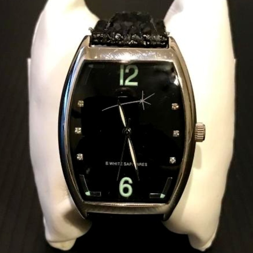 Men's Silver-Tone & Black Wrist Watch